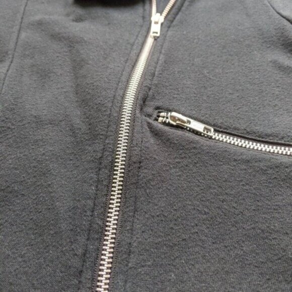 Disney Parks Black Moto Zip Sweatshirt Jacket XS FLAWS Mickey Mouse Distressed - Picture 7 of 13